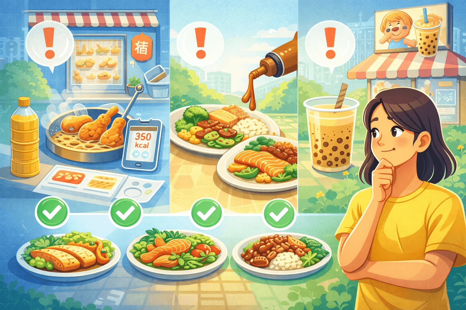 不用算到很準也能減重的飲控概念插畫